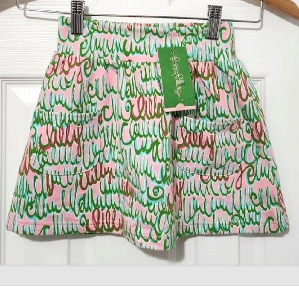 Lilly Pulitzer Bella La La La Lilly Big Print Knit Pink Skort GIRLS